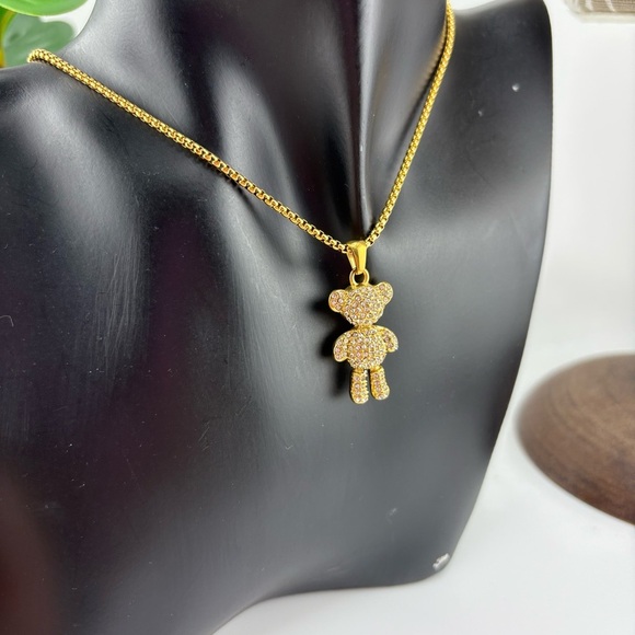 Gold Teddy Bear Pendant Necklace ✨ - Picture 4 of 10